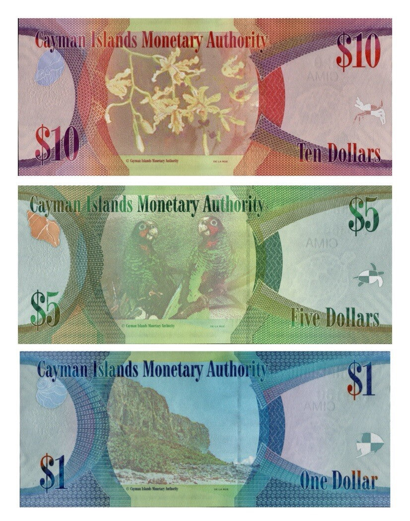 Cayman Islands 1, 5, 10 dollars 3 Pcs Set 2014 - 2018 UNC Queen Elizabeth II New1