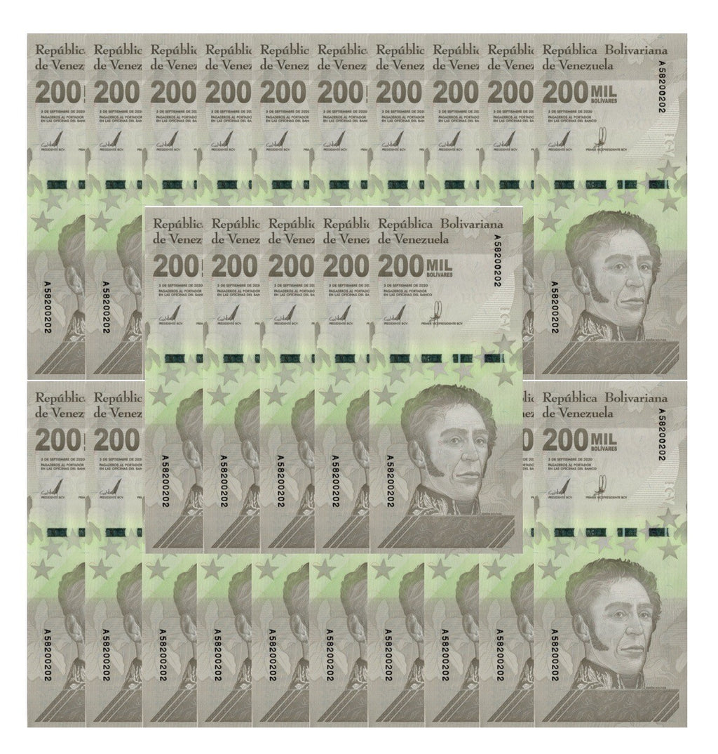 Venezuela 200000 Bolivar Soberano qty 25 2020 UNC 5 Million Bolivar total New1