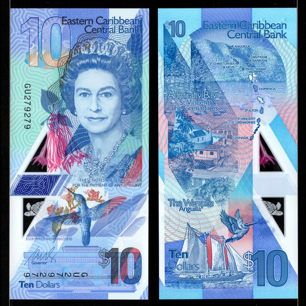 East Caribbean 3 Pcs SET 5, 10, 20 Dollars, 2019 P-New QE II Polymer UNC4