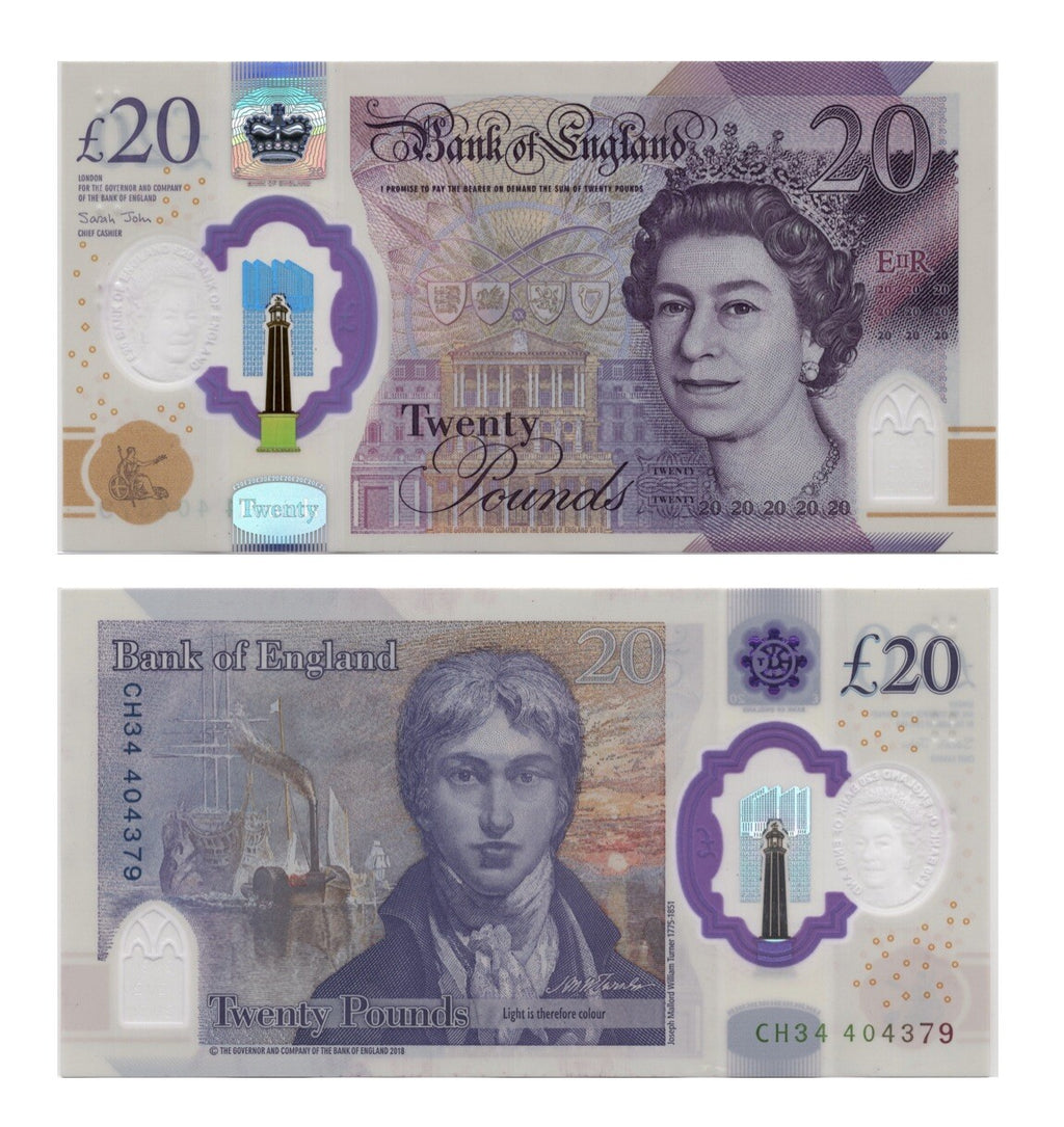 UK Great Britain British 20 pounds  2018 QEII Polymer Cir0