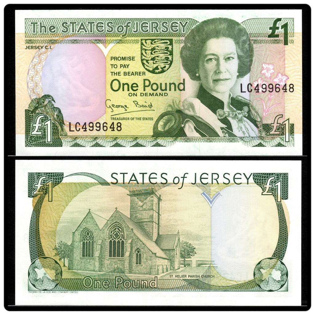 JERSEY 1 POUND BANKNOTE P20 1993 QUEEN ELIZABETH II Prefix-LC UNC 0
