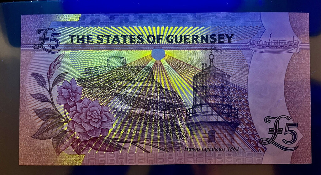 Guernsey 5 Pounds banknote, 1996 - 2006, P-56c, QEII UNC Currency 4