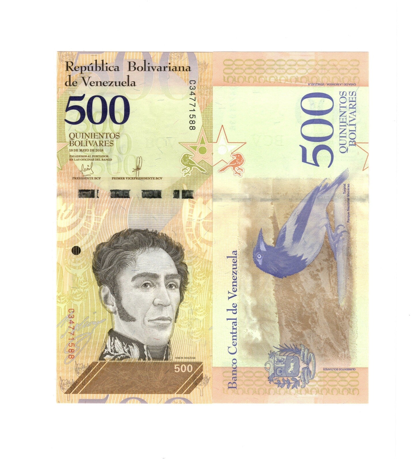 Venezuela 2,5,10,20,50,100,200,500 Bolivares, 2018 FULL SET, 8 Pcs UNC Banknotes4