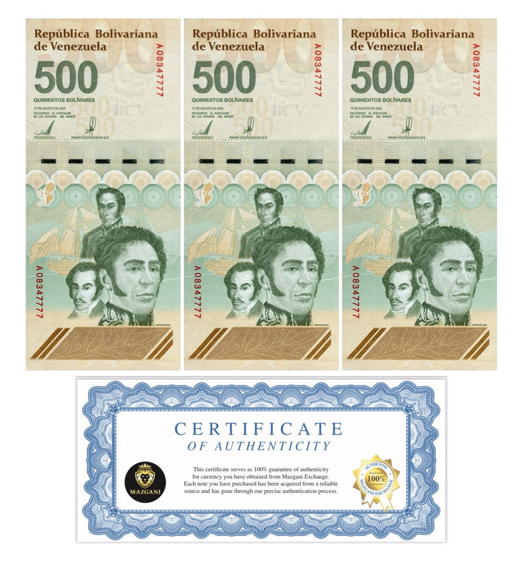 VENEZUELA 500 DIGITALES 2023 qty 3 UNC 500 million bolivar soberano New USA0